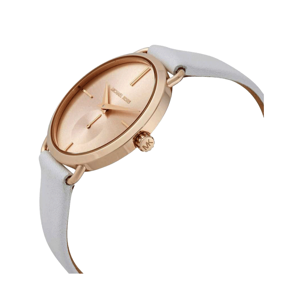 Michael Kors Portia Rose Gold Dial White Leather Strap Watch For Women - MK2660 Buy Now By Michael Kors