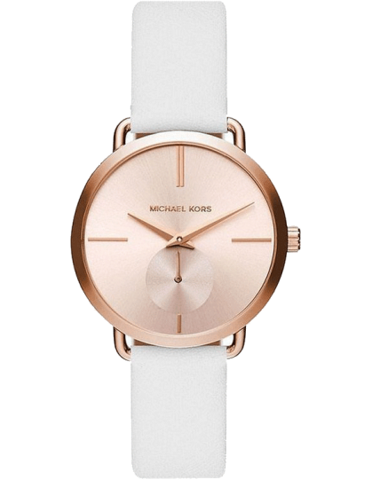 Michael Kors Portia Rose Gold Dial White Leather Strap Watch For Women - MK2660 Buy Now By Michael Kors