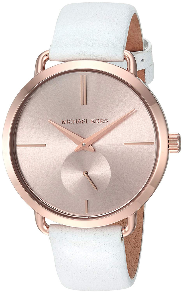 Michael Kors Portia Rose Gold Dial White Leather Strap Watch For Women - MK2660 Buy Now By Michael Kors