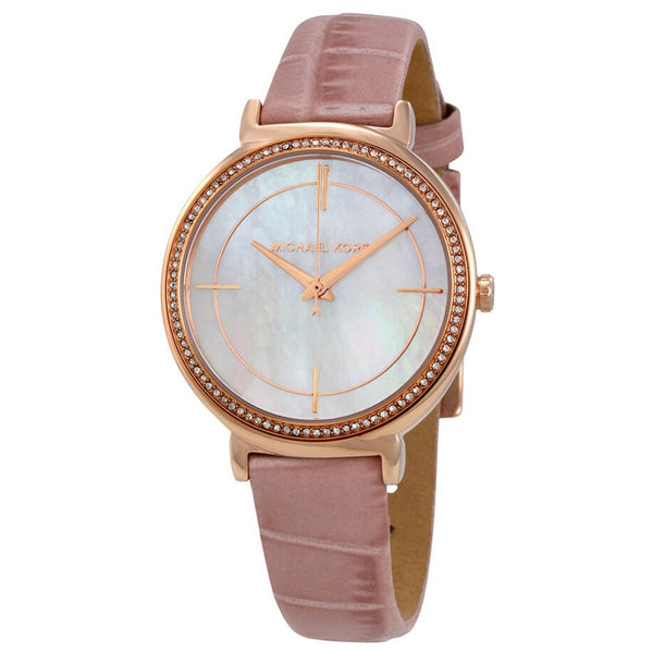 Michael Kors Cinthia Mother of Pearl Dial Pink Leather Strap Watch for Women - MK2663 Buy Now By Michael Kors