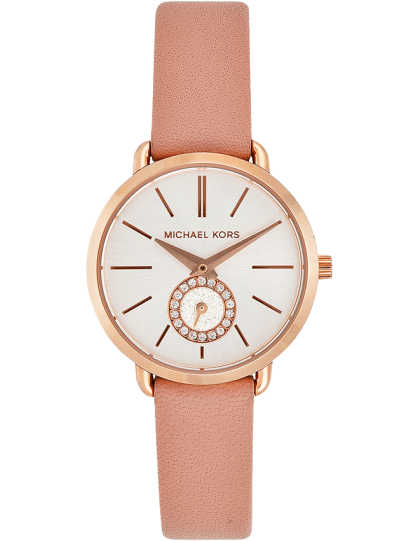 Michael Kors Petite Portia Silver Dial Pink Rubber Strap Watch For Women - MK2735 Buy Now By Michael Kors