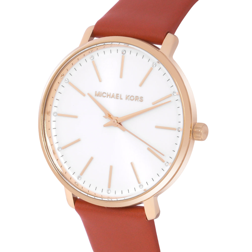 Michael Kors Pyper Quartz Silver Dial Brown Leather Watch For Women - MK2740 Buy Now By Michael Kors