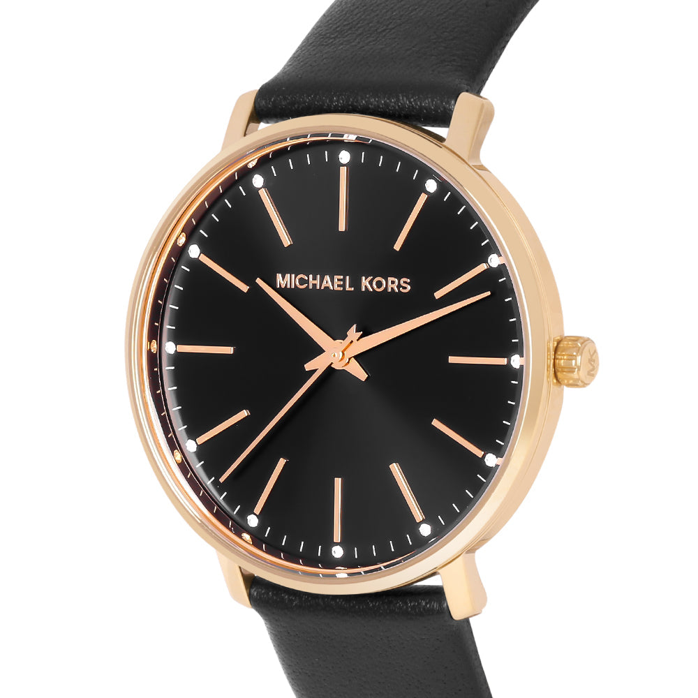 Michael Kors Pyper Black Dial Black Leather Strap Watch For Women - MK2747 Buy Now By Michael Kors