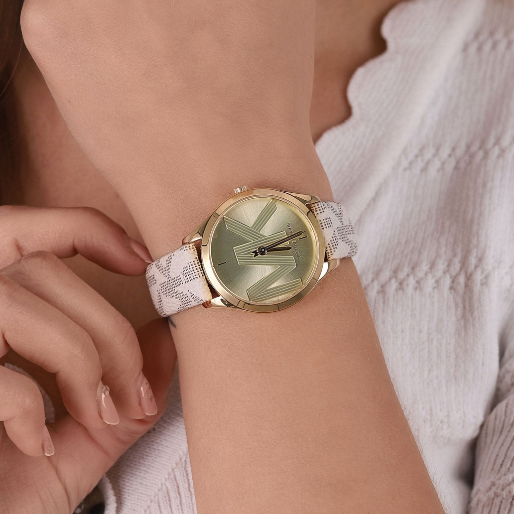 Michael Kors Jaycie Quartz Gold Dial White Leather Strap Watch for Women - MK2861 Buy Now By Michael Kors