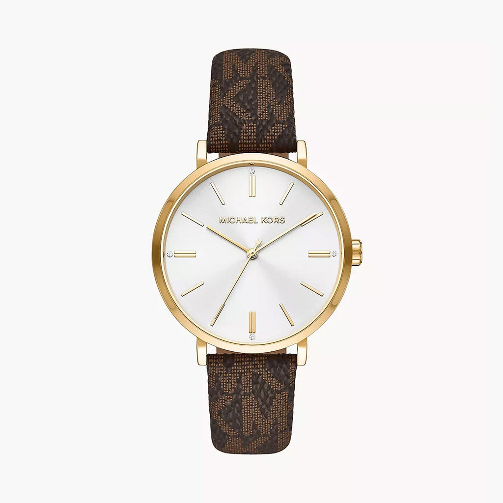 Michael Kors Addyson Three-Hand Silver Dial Brown Leather Strap Watch for Women - MK2945 Buy Now By Michael Kors