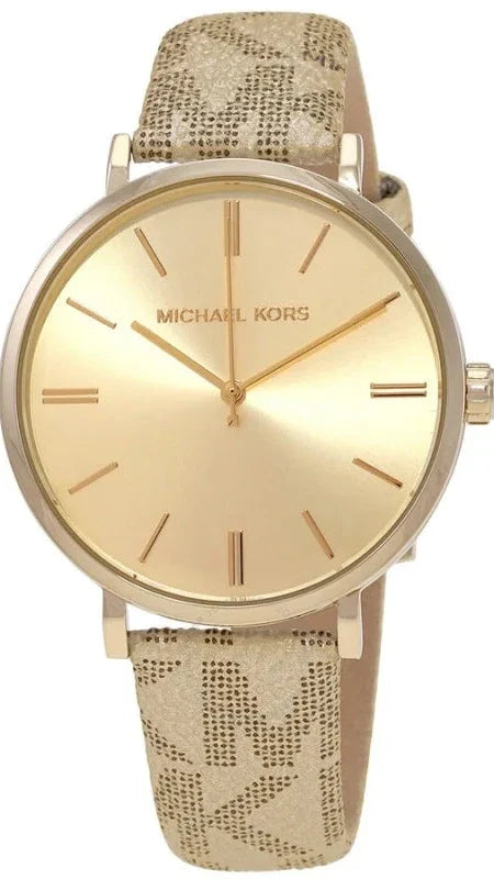 Michael Kors Addyson Quartz Gold Dial Gold Leather Strap Watch for Women - MK2952 Buy Now By Michael Kors