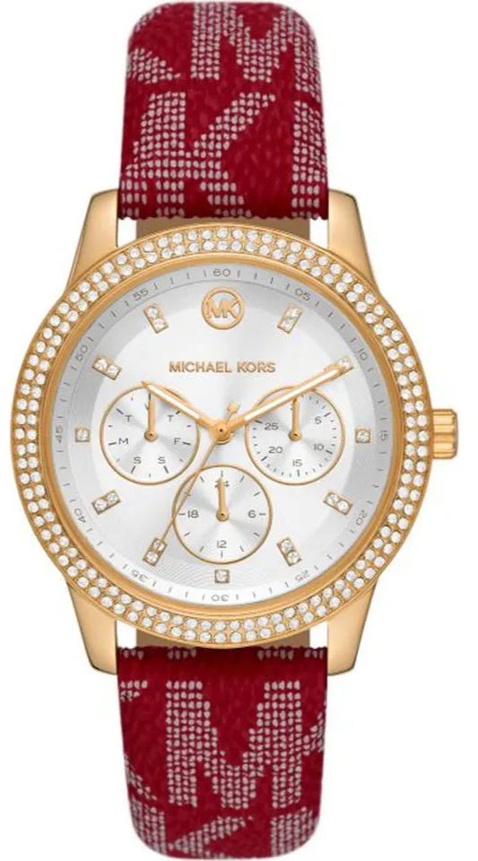 Michael Kors Tibby Multifunction Silver Dial Red Leather Strap Watch For Women - MK2975 Buy Now By Michael Kors