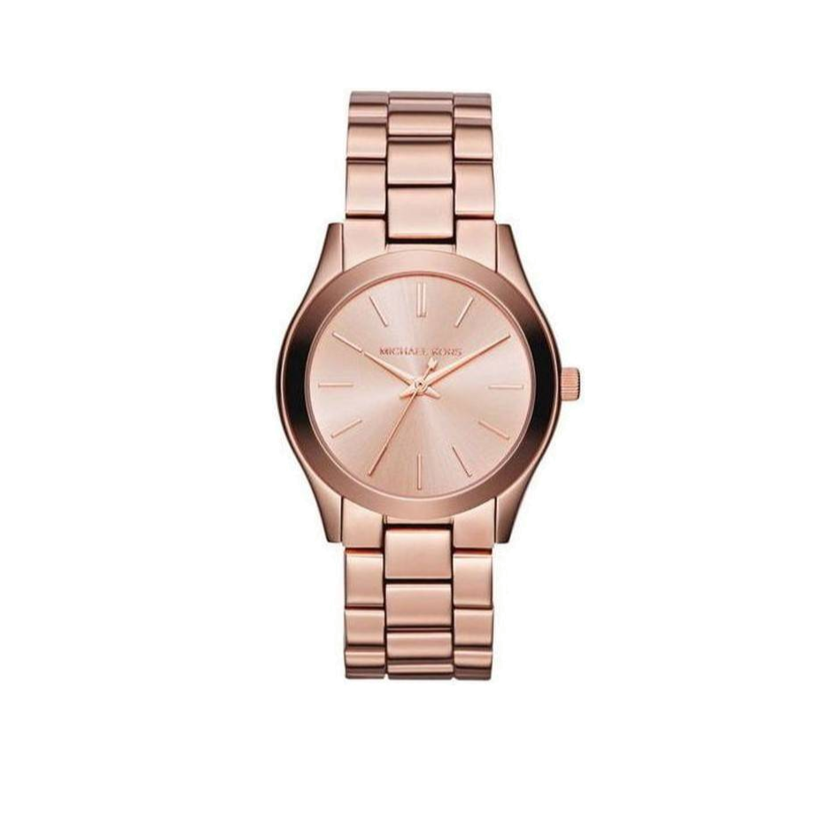 Michael Kors Mini Slim Runway Chronograph Quartz Rose Gold Dial Rose Gold Steel Strap Watch For Women - MK3205 Buy Now By Michael Kors