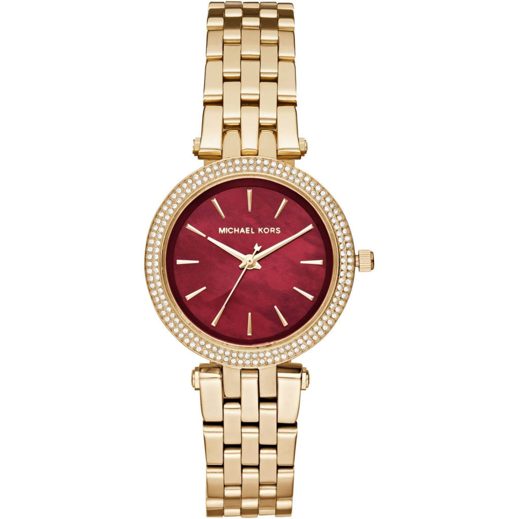 Michael Kors Darci Quartz Mother of Pearl Red Dial Gold Steel Strap Watch For Women - MK3583 Buy Now By Michael Kors