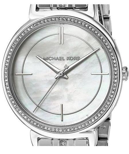 Michael Kors Cinthia White Mother of Pearl Dial Silver Steel Strap Watch for Women for Women - MK3641 Buy Now By Michael Kors