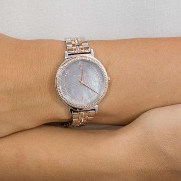 Michael Kors Cinthia Mother of Pearl Grey Dial Two Tone Steel Strap Watch for Women - MK3642 Buy Now By Michael Kors