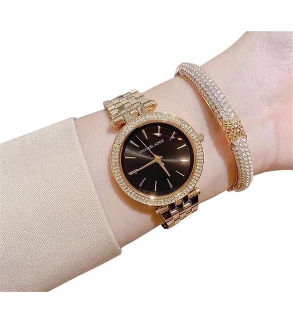 Michael Kors Mini Darci Quartz Black Dial Gold Steel Strap Watch For Women - MK3738 Buy Now By Michael Kors