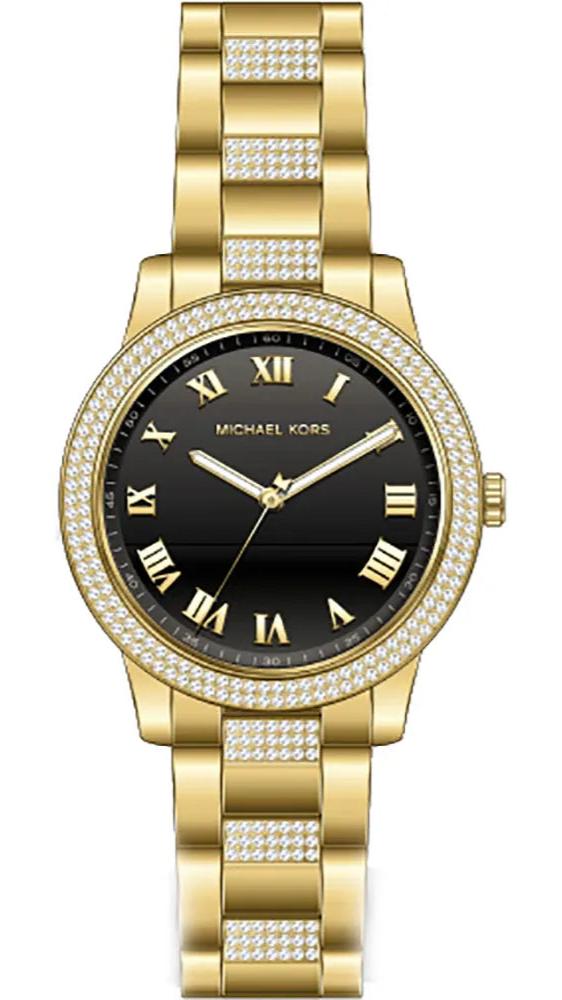 Michael Kors Tibby Multifunction Analog Black Dial Gold Steel Strap Watch for Women - MK4684 Buy Now By Michael Kors
