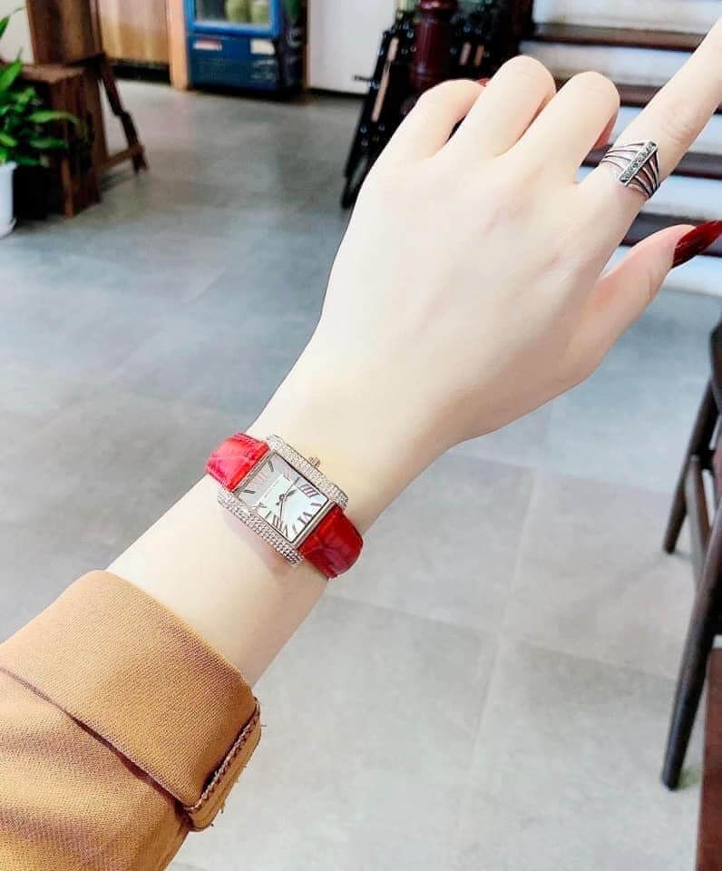 Michael Kors Emery Quartz Diamonds Silver Dial Red Leather Strap Watch For Women - MK4689 Buy Now By Michael Kors