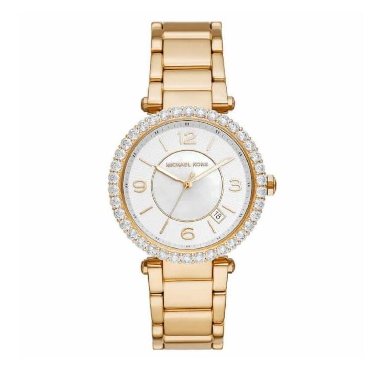 Michael Kors Parker Mother of Pearl White Dial Gold Steel Strap Watch For Women - MK4693 Buy Now By Michael Kors