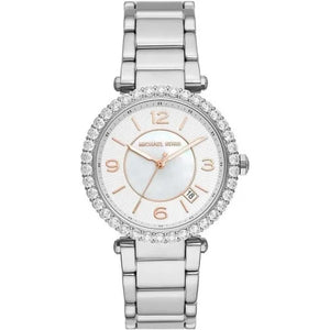 Michael Kors Parker Three Hand Mother of Pearl White Dial Silver Steel Strap Watch For Women - MK4694 Buy Now By Michael Kors