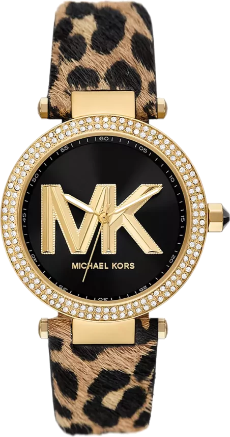 Michael Kors Parker Black Dial Cheetah Print Brown Leather Strap Watch For Women - MK4723 Buy Now By Michael Kors