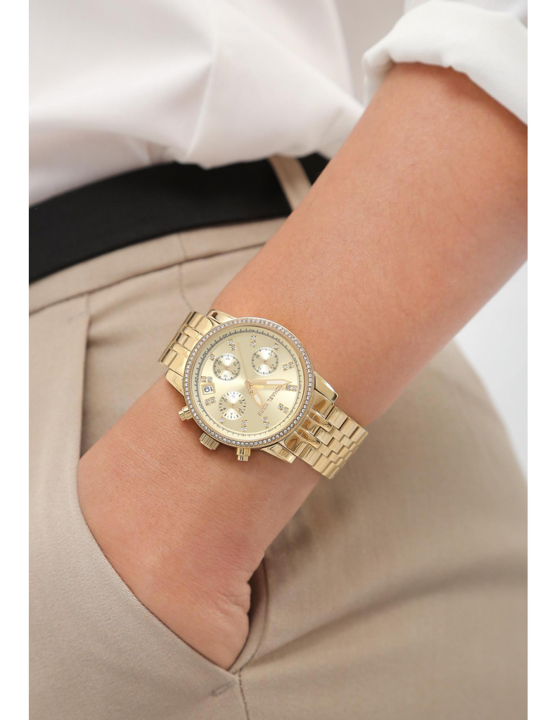 Michael Kors Runway Chronograph Gold Dial Gold Steel Strap Watch For Women - MK5698 Buy Now By Michael Kors
