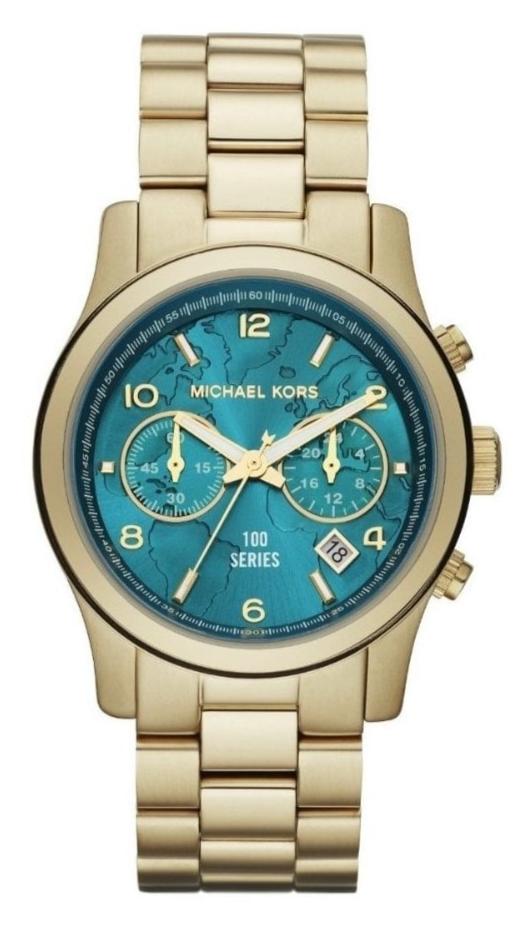 Michael Kors Runway Hunger Stop100 Series Blue Dial Gold Steel Strap Watch for Women - MK5815 Buy Now By Michael Kors