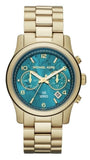 Michael Kors Runway Hunger Stop100 Series Blue Dial Gold Steel Strap Watch for Women - MK5815 Buy Now By Michael Kors