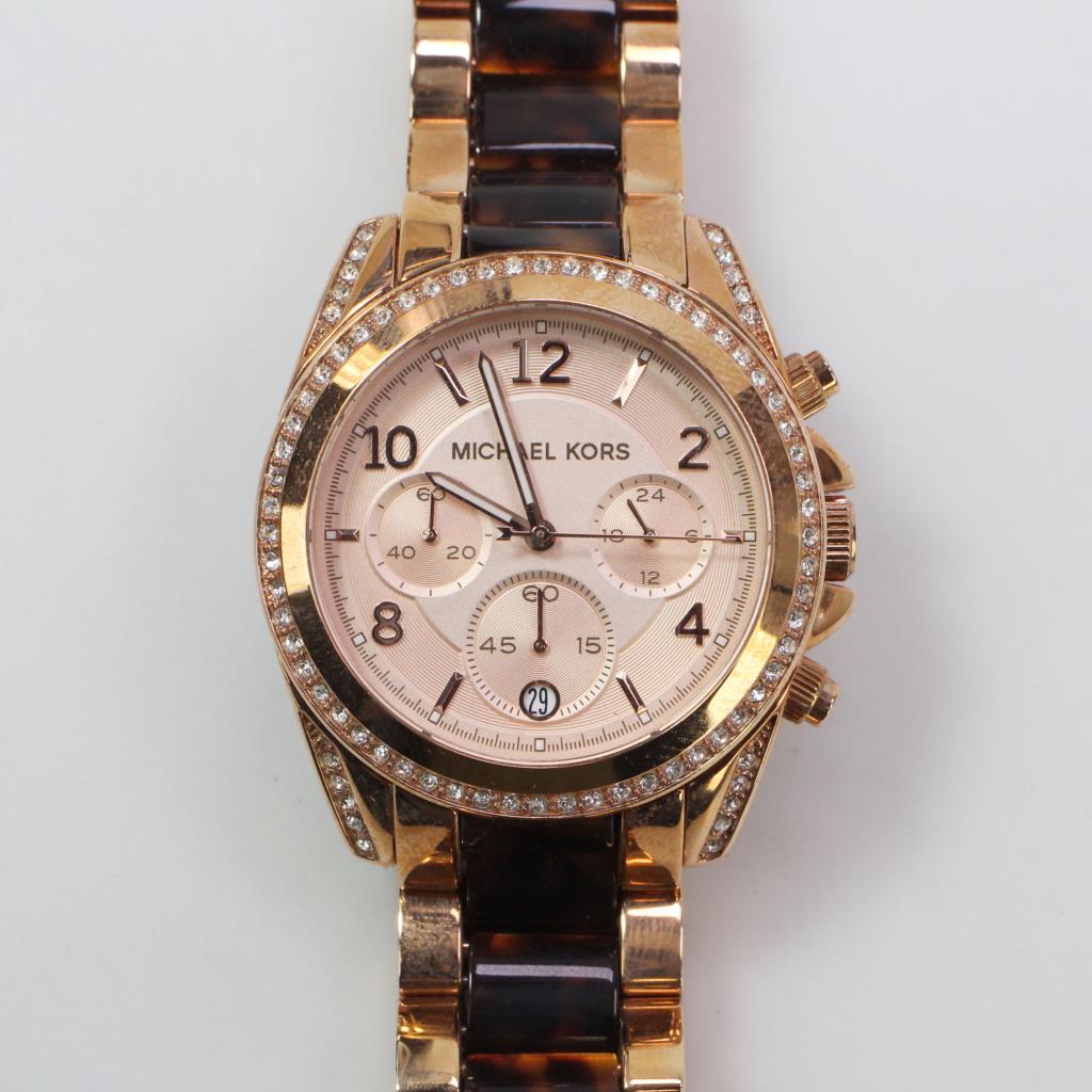 Michael Kors Blair Rose Gold Dial Two Tone Steel Strap Watch For Women - MK5859