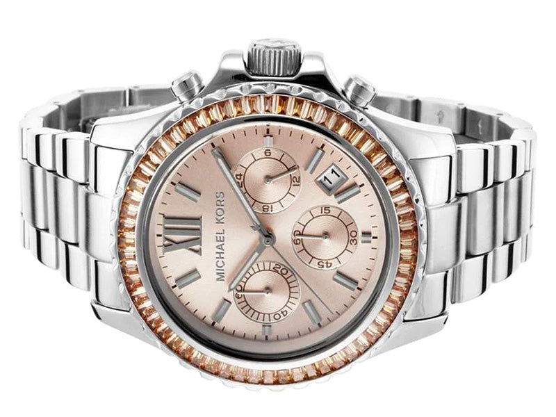 Michael Kors Everest Chronograph Gold Dial Silver Steel Strap Watch For Women - MK5870 Buy Now By Michael Kors