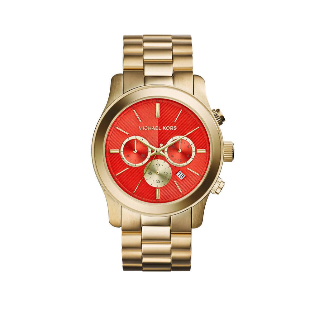 Michael Kors Runway Quartz Orange Dial Gold Steel Strap Watch For Women - MK5930 Buy Now By Michael Kors