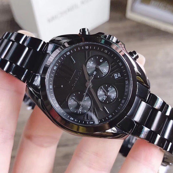 Michael Kors Bradshaw Chronograph Black Dial Black Steel Strap Watch For Women - MK6058 Buy Now By Michael Kors