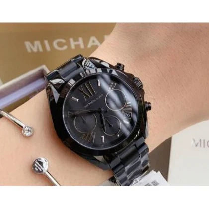 Michael Kors Bradshaw Chronograph Black Dial Black Steel Strap Watch For Women - MK6058 Buy Now By Michael Kors