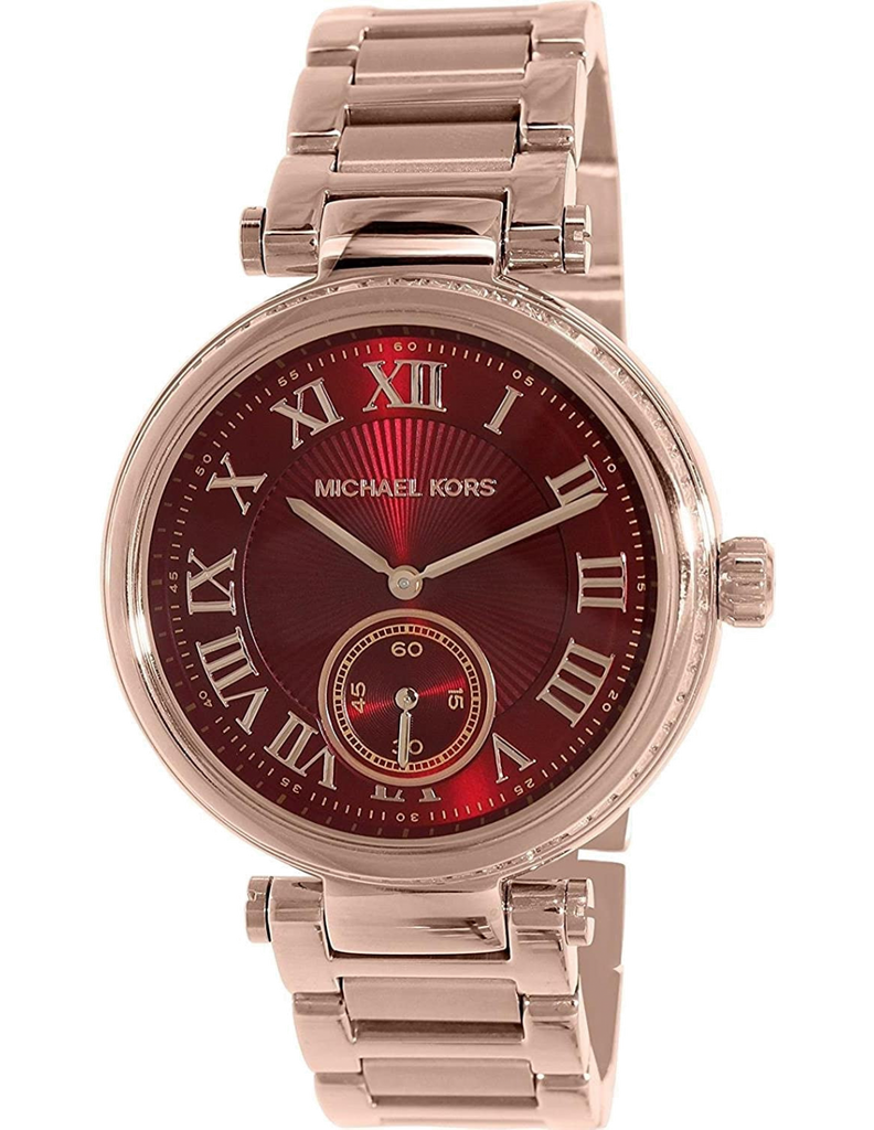 Michael Kors Skylar Maroon Dial Rose Gold Steel Strap Watch for Women - MK6086 Buy Now By Michael Kors