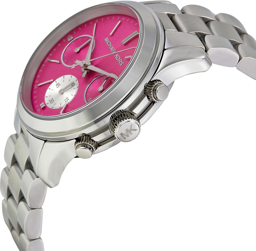 Michael Kors Runway Chronograph Pink Dial Silver Steel Strap Watch for Women - MK6160 Buy Now By Michael Kors