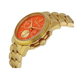 Michael Kors Runway Chronograph Orange Dial Gold Steep Strap Watch For Women - MK6162 Buy Now By Michael Kors