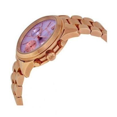 Michael Kors Runway Chronograph Purple Dial Rose Gold Steel Strap Watch For Women - MK6163 Buy Now By Michael Kors