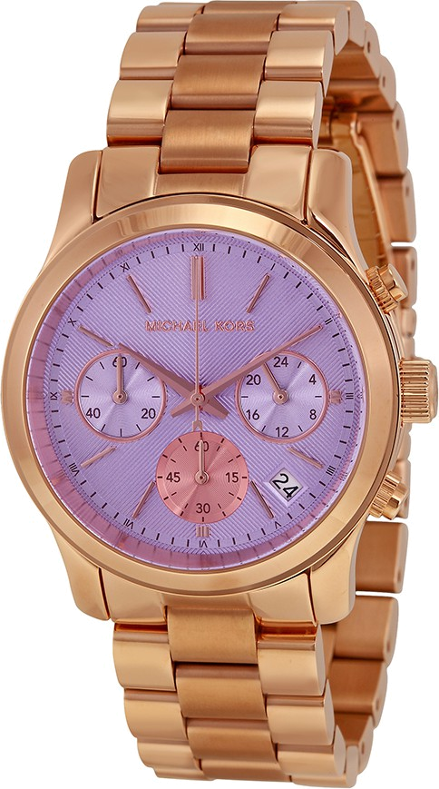 Michael Kors Runway Chronograph Purple Dial Rose Gold Steel Strap Watch For Women - MK6163 Buy Now By Michael Kors
