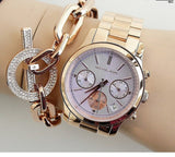 Michael Kors Runway Chronograph Purple Dial Rose Gold Steel Strap Watch For Women - MK6163 Buy Now By Michael Kors