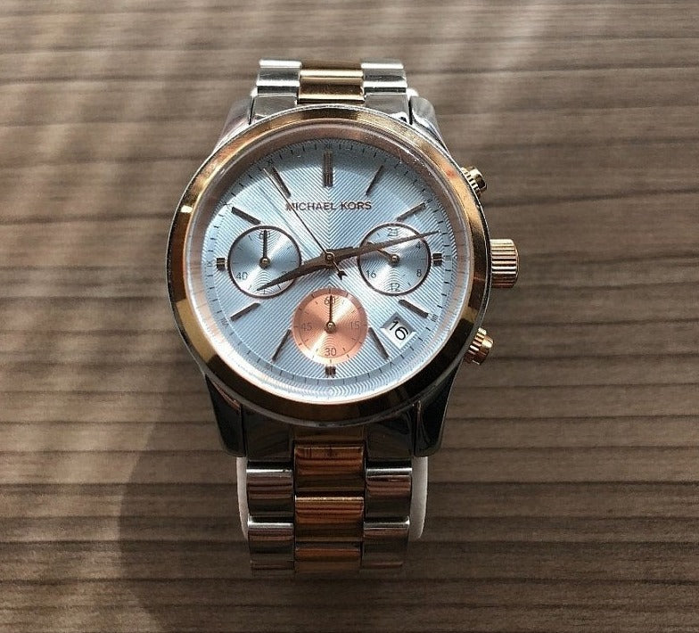 Michael Kors Runway Chronograph Blue Dial Two Tone Steel Strap Watch For Women - MK6166 Buy Now By Michael Kors