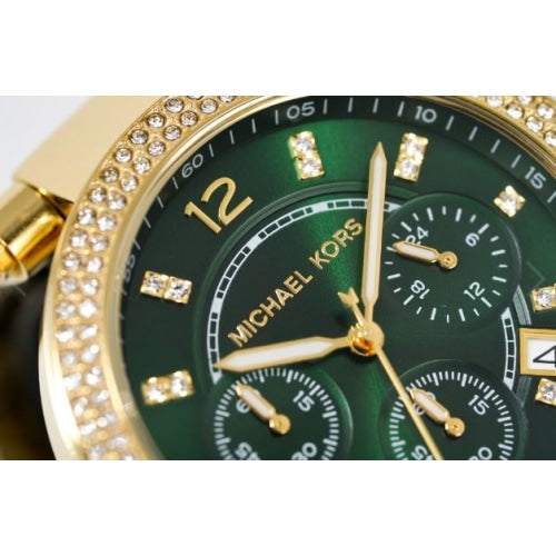 Michael Kors Parker Chronograph Green Dial Gold Steel Strap Watch for Women - MK6263 Buy Now By Michael Kors
