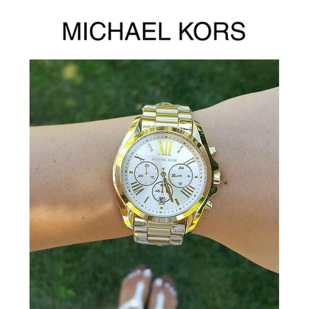 Michael Kors Bradshaw Chronograph White Dial Gold Steel Strap Watch For Women - MK6266 Buy Now By Michael Kors