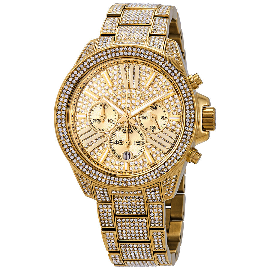 Michael Kors Ritz Three-Hand Glitz Crystals Gold Dial Gold Steel Strap Watch for Women - MK6747 Buy Now By Michael Kors