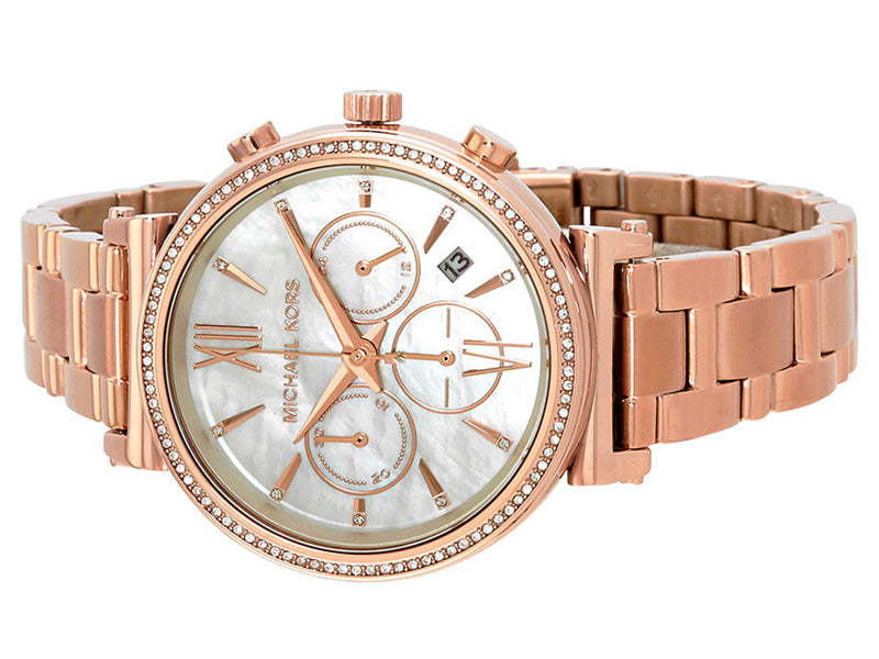 Michael Kors Sofie Chronograph Mother of Pearl White Dial Rose Gold Steel Strap Watch For Women - MK6576 Buy Now By Michael Kors