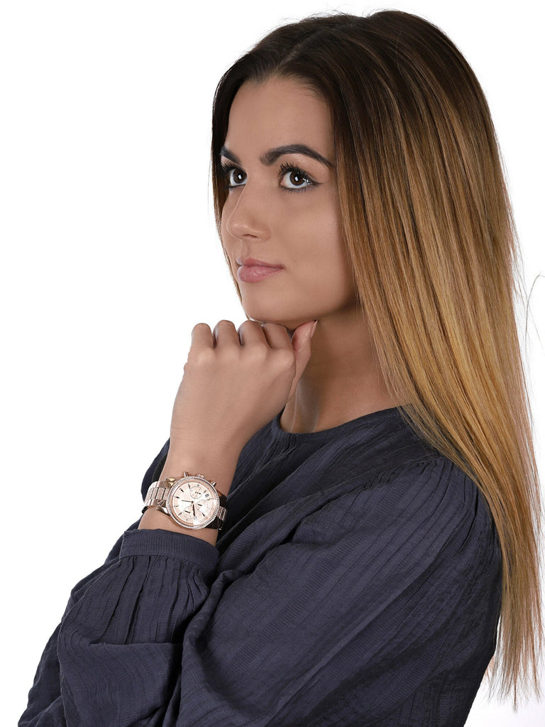 Michael Kors Ritz Chronograph Rose Gold Dial Rose Gold Steel Strap Watch For Women - MK6598 Buy Now By Michael Kors