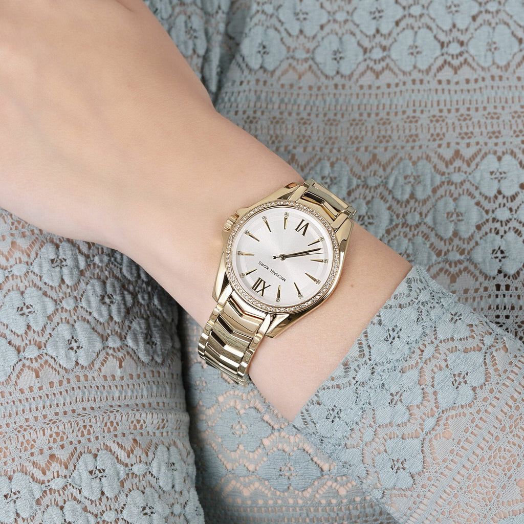 Michael Kors Whitney Three-Hand White Dial Gold Steel Strap Watch For Women - MK6693 Buy Now By Michael Kors