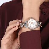 Michael Kors Camille Pavé Chronograph Silver Dial Two Tone Steel Strap Watch for Women - MK6843 Buy Now By Michael Kors