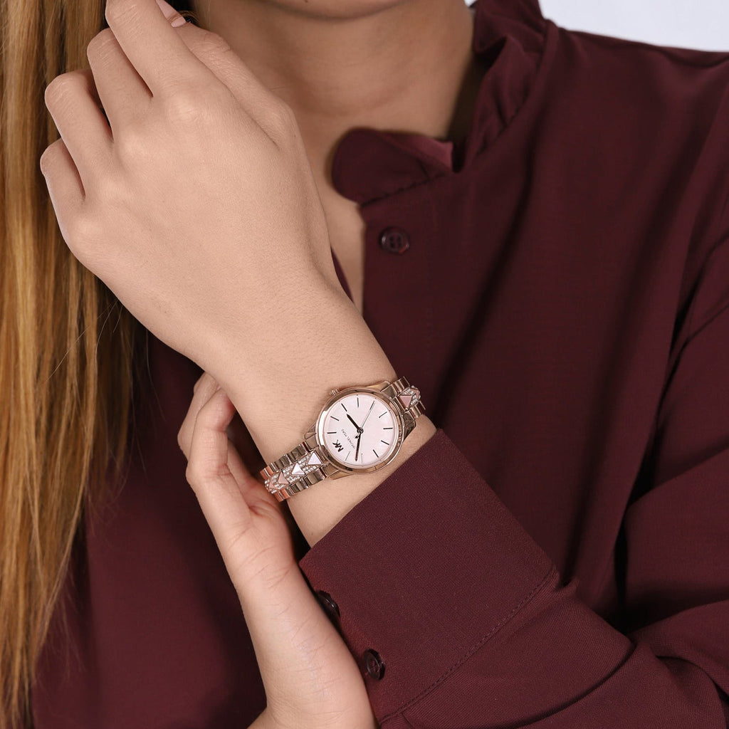 Michael Kors Runway Mother of Pearl Dial Rose Gold Steel Strap Watch For Women - MK6856 Buy Now By Michael Kors