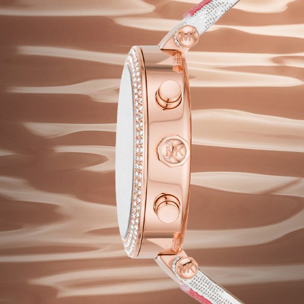 Michael Kors Parker Chronograph White Dial Two Tone Leather Strap Watch For Women - MK6951 Buy Now By Michael Kors