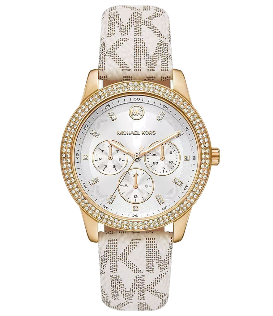 Michael Kors Tibby Multifunction Silver Dial White Leather Strap Watch For Women - MK6967 Buy Now By Michael Kors