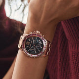 Michael Kors Everest Chronograph Black Dial Rose Gold Steel Strap Watch for Women - MK6972 Buy Now By Michael Kors