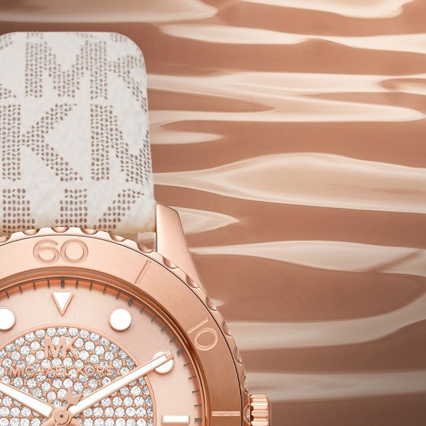 Michael Kors Runway Quartz Rose Gold Dial White Leather Strap Watch For Women - MK6980 Buy Now By Michael Kors
