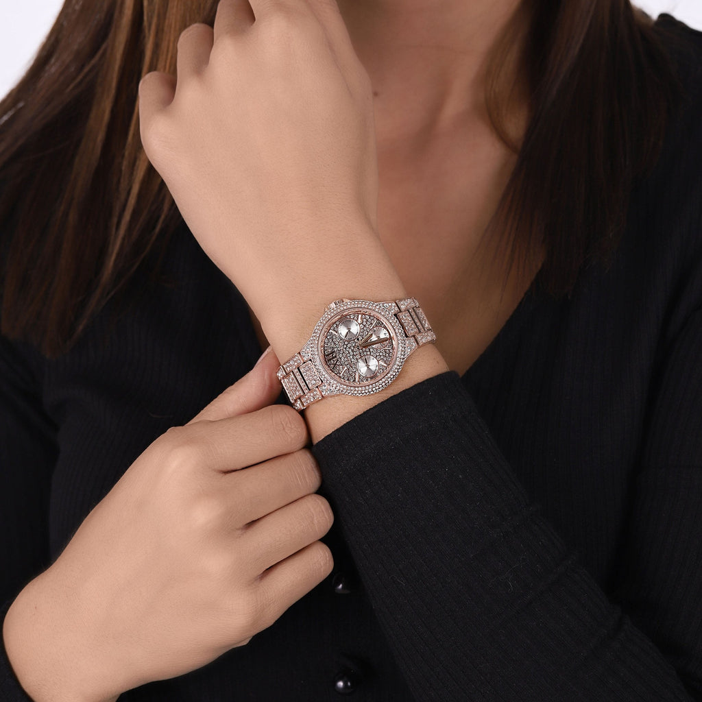 Michael Kors Camille Multifunction Crystals Rose Gold Dial Rose Gold Steel Strap Watch For Women - MK6997 Buy Now By Michael Kors