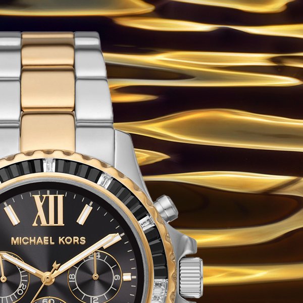 Michael Kors Everest Chronograph Black Dial Two Tone Steel Strap Watch For Women - MK7209 Buy Now By Michael Kors